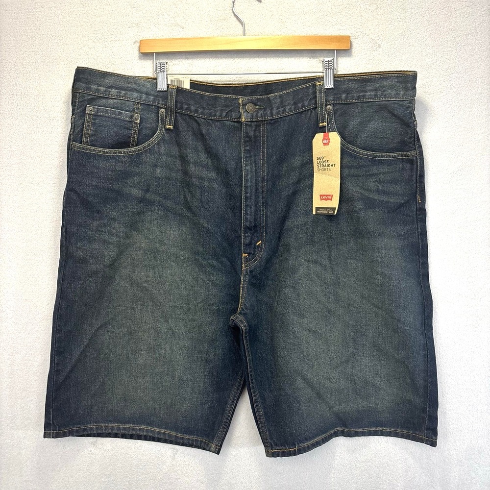 NWT Levi's 569 Loose Straight Denim Shorts Mens 46 Big & Tall Blue Dark Wash